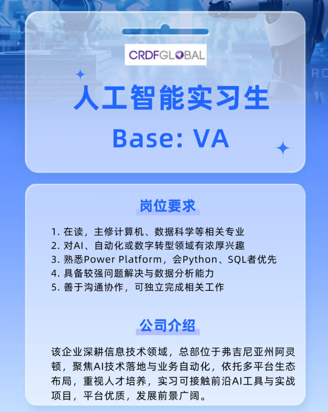 美国名企CRDF Global AI实习生岗